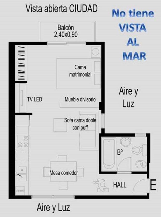 Apartamento 1-1/2 Amb C/balcon Soleado En Edificio Frente Al Mar Mar del Plata